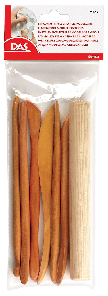 DAS Modelling Tools  7Piece Clay Modeling Tools Set  Beginner Clay Tools for All Artists  Versatile Wooden Tools for Shaping and Carving  Wooden Tools Ideal for Clay Projects