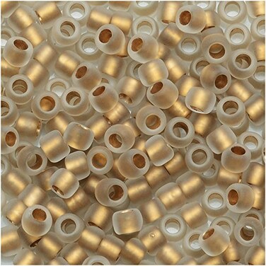 Toho Round Seed Beads 80989F  Frosted GoldLined Crystal 8 Grams