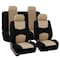FH Group Car Seat Covers Full Set Cloth  Universal Fit Automotive Seat Covers Low Back Front Seat Covers Solid Back Seat Cover Washable Car Seat Cover for SUV Sedan and Van Beige