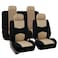 FH Group Car Seat Covers Full Set Cloth  Universal Fit Automotive Seat Covers Low Back Front Seat Covers Solid Back Seat Cover Washable Car Seat Cover for SUV Sedan and Van Beige