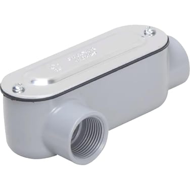 TayMac RLR100 Threaded LR Type Conduit Body Die Cast Aluminum Stamped Steel Cover 1InchGray