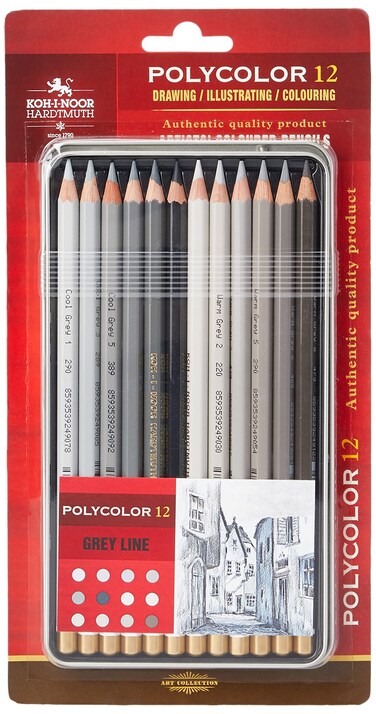 KOHINOOR Polycolor Grey Line Artists Coloured Pencils Set of 12