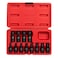 SUNEX TOOLS 1814 14 Inch Drive Universal Impact Socket Set 12Piece Metric 5mm  15mm CrMo Steel Radius Corner Design Chamfered Opening Dual Size Markings Heavy Duty Storage Case