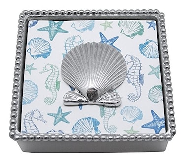 Mariposa Scallop Shell Beaded Napkin Box