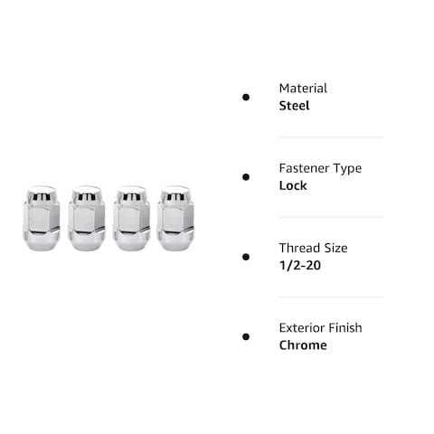 MCGARD 64010 Chrome Bulge Cone Seat Style Lug Nuts 12  20 Thread Size  Set of 4