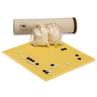 Yellow Mountain Imports Magnetic 19x19 Rollup Portable Travel Go Game Set Board 144 x 136Inch with Single Convex Stones  Classic Strategy Board Game BadukWeiqi