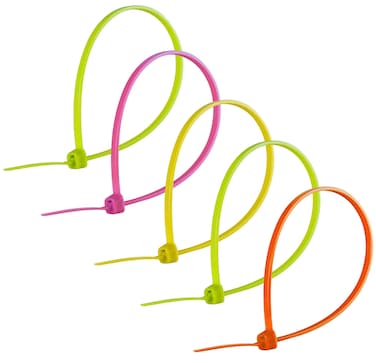 Power Gear 8Inch Zip Ties 100 Pack Durable Nylon SelfLocking 40 Lbs Tensile Strength 1 78 Inch Maximum Diameter Assorted Neon 50296
