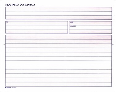 Adams Rapid Memo Book 825 x 85 Inch 2Part Carbonless 50 Sets 1 Memo per Page White and Canary SC1158 WhiteCanary