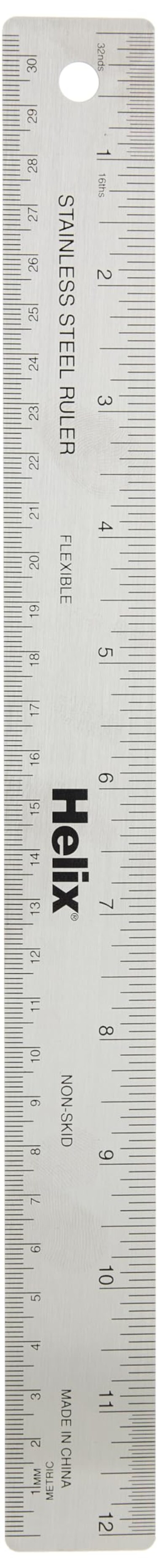 Helix  Flexible Stainless Steel Non Skid Ruler 12 Inch30cm  Crafting  Construction Measurement  Precision  Stability  Durable  RustResistant Design