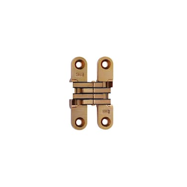 SOSS  204CUS4 Model 204 Mortise Mount Invisible Hinges with 4 Holes Zinc Satin Brass Finish 238 Leaf Height 12 Leaf Width 2332 Leaf Thickness 7 x 114 Screw Size 1 Pair