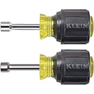 Klein Tools 610 Tool Set Made in USA Nut Driver Set with Stubby Nut Driver Sizes 14 and 516Inch Full Hollow Shaft 2Piece