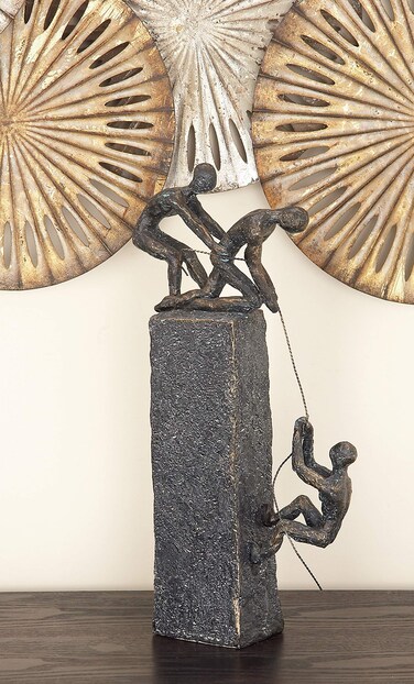Deco 79 Polystone People Decorative Sculpture Climbing Home Decor Statue Accent Figurine 7 x 3 x 17 Gray