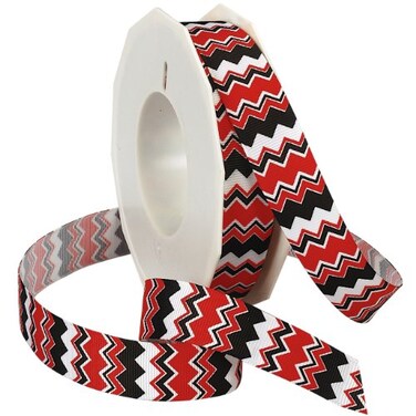 Morex Ribbon Chevron Printed Grosgrain Ribbon 78Inch by 20Yard Spool RedBlack