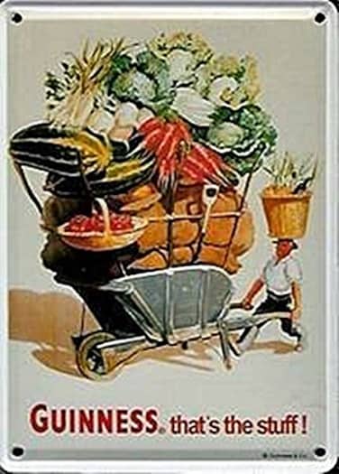 HI Guinness Wheelbarrow Mini Metal SignPostcard 45 x 3