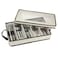 Household Essentials Flatware Storage Chest with Separate Serving Utensil Pouch  Natural Canvas with Brown Trim