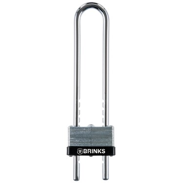 BRINKS  44mm Laminated Steel Keyed Padlock with Adjustable Shackle  Chrome Plated with Hardened Steel Shackle