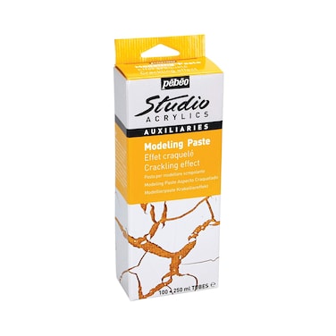 Pebeo Phase Kit2 Tubes 100 ml  250 ml Studio Acrylics Modelling Paste Crackled Effect White Small