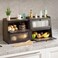 K KELBEL Double Layer Large Bamboo Bread Box for Kitchen Counter Wooden Large Capacity Bread Storage Bin with Window Bread Holder Brown
