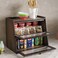 K KELBEL Double Layer Large Bamboo Bread Box for Kitchen Counter Wooden Large Capacity Bread Storage Bin with Window Bread Holder Brown