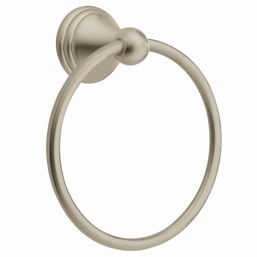 Moen Preston Collection Spot Resist Brushed Nickel 7inch Bathroom Hand Towel Ring Wall Mounted Towel Hanger DN8486BN