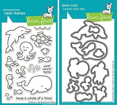 Lawn Fawn Critters In The Sea Clear Stamp and Die Set  Includes One Each of LF311 Stamp  LF776 Die  Custom Set