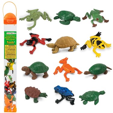 Safari Ltd Frogs  Turtles TOOB  12 Mini Frog and Turtle Figurines  Educational Toy Set for Boys Girlsand Kids Ages 3