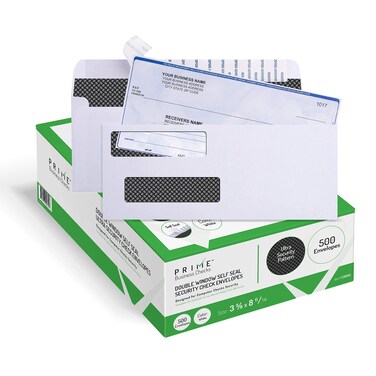 500 Self Seal QuickBooks Double Window Security Check Envelopes  for Business Laser Checks Ultra Security Tinted Self Adhesive Peel  Seal White Size 3 58 x 8 111624lb NOT for INVOICES 26865