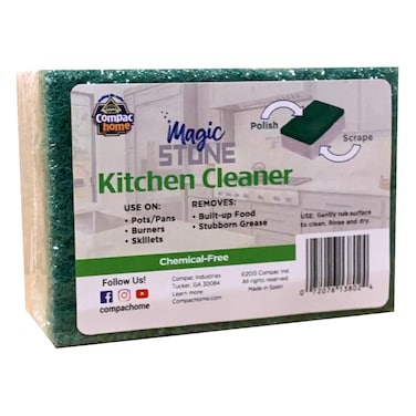 COMPAC HOME MagicStone Kitchen Cleaner Scrub  2Sided Scouring Stone Easily Removes Stubborn Food Grime Grease 1 Count