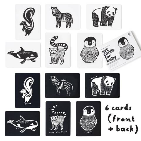 Wee Gallery Black and White Art Flash Cards for Babies High Contrast Educational Animal Picture Cards Baby Visual Stimulation Brain and Memory Development in Infants and Toddlers  BW Animals