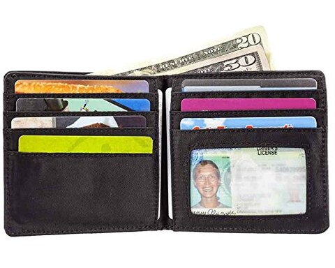 Big Skinny Mens World BiFold Slim Wallet Holds Up to 35 Cards Black
