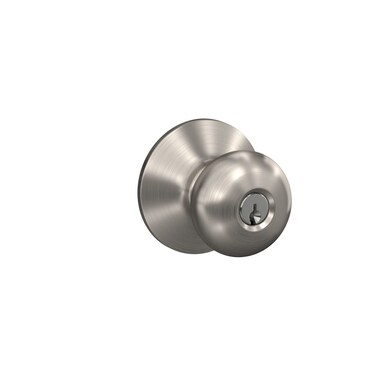 Schlage F51A PLY 619 Plymouth Door Knob Keyed Entry Lock Satin Nickel