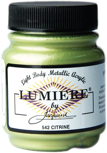 Jacquard Lumiere 225oz Fabric Paint Citrine  Metallic Paint for Fabric Leather Canvas Paper and Wood  Lightbodied Metallic Acrylic Paint  Lightfast  Vibrant Metallic Acrylic Paints