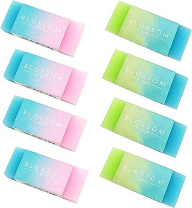 8 Pcs Pencil Erasers Set Colored Cube Erasers Cute Gradient Erasers Standard Pencil Erasers for School Office Home