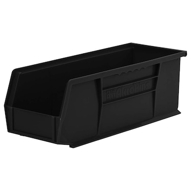 AkroMils 30234 AkroBins Plastic Hanging Stackable Storage Organizer Bin 15Inch x 5Inch x 5Inch Black 12Pack