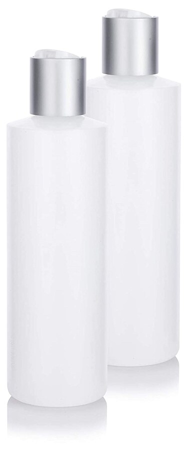 JUVITUS Clear Natural Refillable Plastic Squeeze Empty Bottle Containers with Disc Cap  8 oz 2 Pack