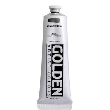 Heavy Body Acrylics by GOLDEN N6 Neutral Gray 5 fl oz Tube Professional Acrylic Paint Opaque