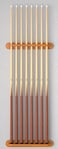 Viper 2Piece Traditional Wall Mounted Solid Oak BilliardPool Cue Rack Holds 8 Cues Oak Finish
