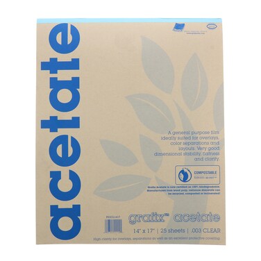GRAFIX P03CL1417 CLEAR ACETATE 003 25 SHEET 14X17 PAD