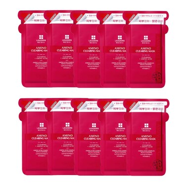 Leaders Mediu Amino Brightening  Clearing Facial Sheet Mask  Vitamin C Lotus Extract for Acne Scars Hyperpigmentation Dark Spots Even Skin Tone 10 Sheets