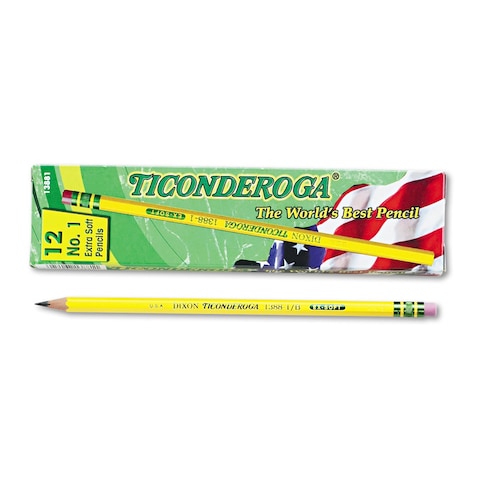Ticonderoga 13881 Woodcase Pencil B 1 Yellow Dozen