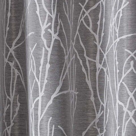 Exclusive Home Finesse Branch Print Grommet Top Curtain Panel Pair 54x84 Ash Grey