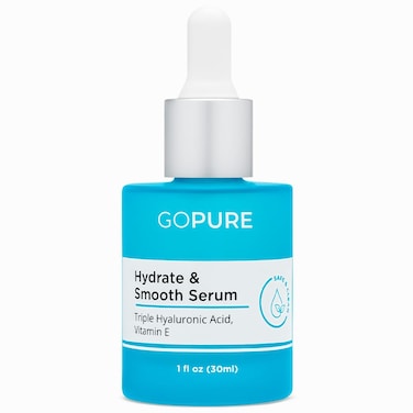 goPure Actives Hyaluronic Acid Serum with Vitamin E  Natural Glow Serum for Visibly Brighter Hydrated Skin AntiAging Serum to Smooth the Appearance of Wrinkles and Promote a FirmerLook  1 fl oz