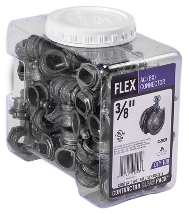 Halex  38 Inch Flexible Metal Conduit FMC AC BX Connectors 05803B  100 Per Pack  Silver