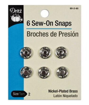 Dritz 80265 SewOn Snaps Nickel Size 2 6Count
