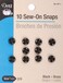 Dritz 80201 SewOn Snaps Black Size 20 10Count