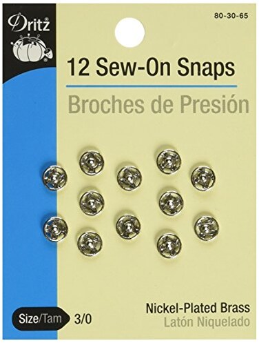 Dritz 803065 SewOn Snaps NickelPlated Brass Size 30 12Count