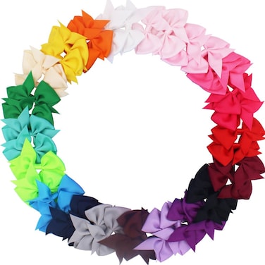 CLLOT 40pcs 35 inch Hair Bows for Girls Grosgrain Ribbon Toddler Hair Bows Alligator Clips for Baby Girls Kids Teens Back to School Hair Accessories in Pairs