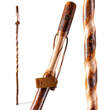 Brazos Rustic Wood Walking Stick Twisted Hickory Traditional Style Handle for Men  Women Made in the USA 48
