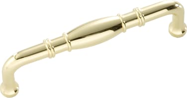 Hickory Hardware 1 Pack Solid Core Kitchen Cabinet Pulls Luxury Cabinet Handles Hardware for Doors  Dresser Drawers 334 Inch 96mm Hole Center Polished Brass Williamsburg Collection