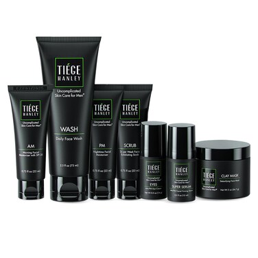 Tiege Hanley Mens Skin Care Set Revitalization Skin Care Routine for Men System Level 4  Mens Skincare Set for Fine Lines Includes Face Wash Scrub Moisturizer Eye Cream Face Serum Clay Mask